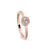 Rose Gold Finish Sterling Silver Micropave Round Simulated Diamond Ring with Simulated Diamonds Size 7